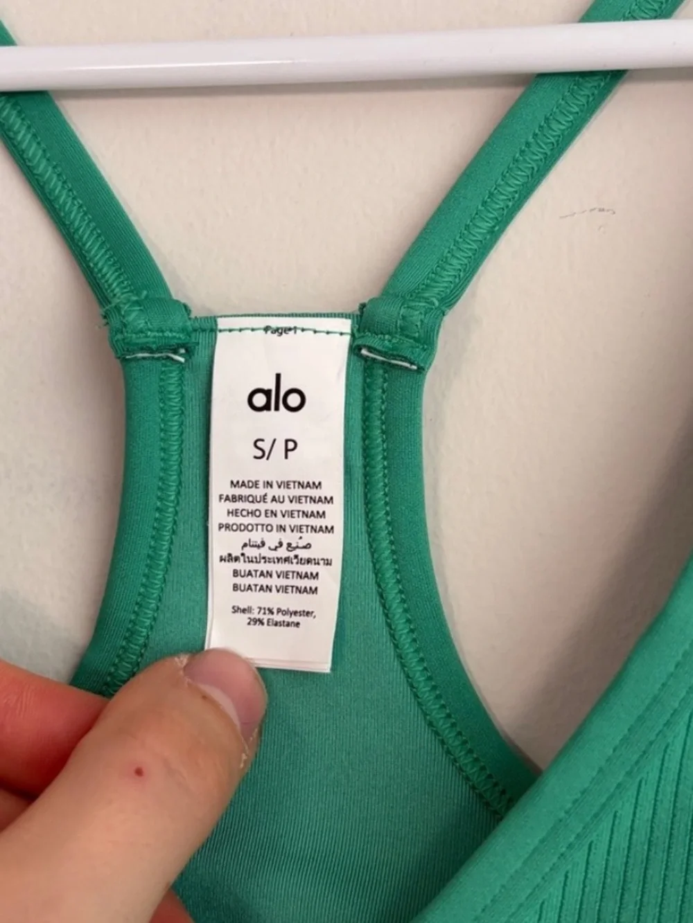 ALO Yoga Green Ribbed V-Neck Sports Bra